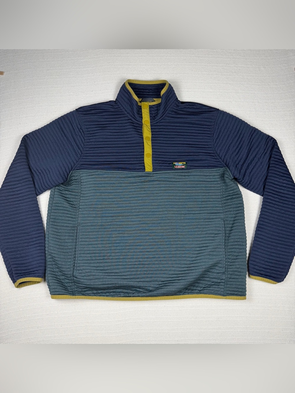 L.L.Bean Men's Airlight Knit Pullover Colorblock Snap-Front Quilted XL Reg